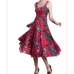 Tracy Reese Anthropologie tulle floral lace midi dress